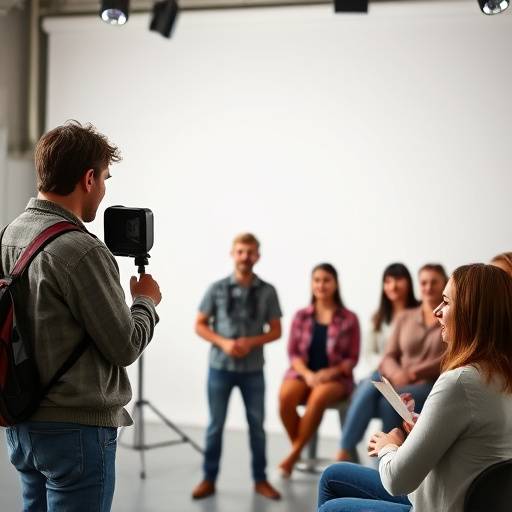Students practicing voice projection techniques.