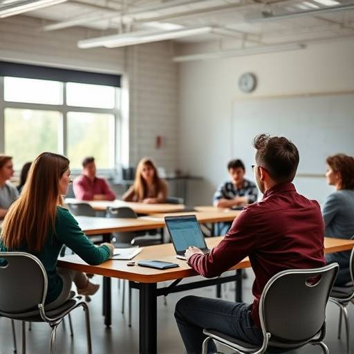Students receiving individual coaching during a class.
